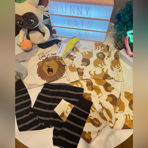 Carter's Lion Print Pajama Set with Stripes kids - Picture 1 of 14